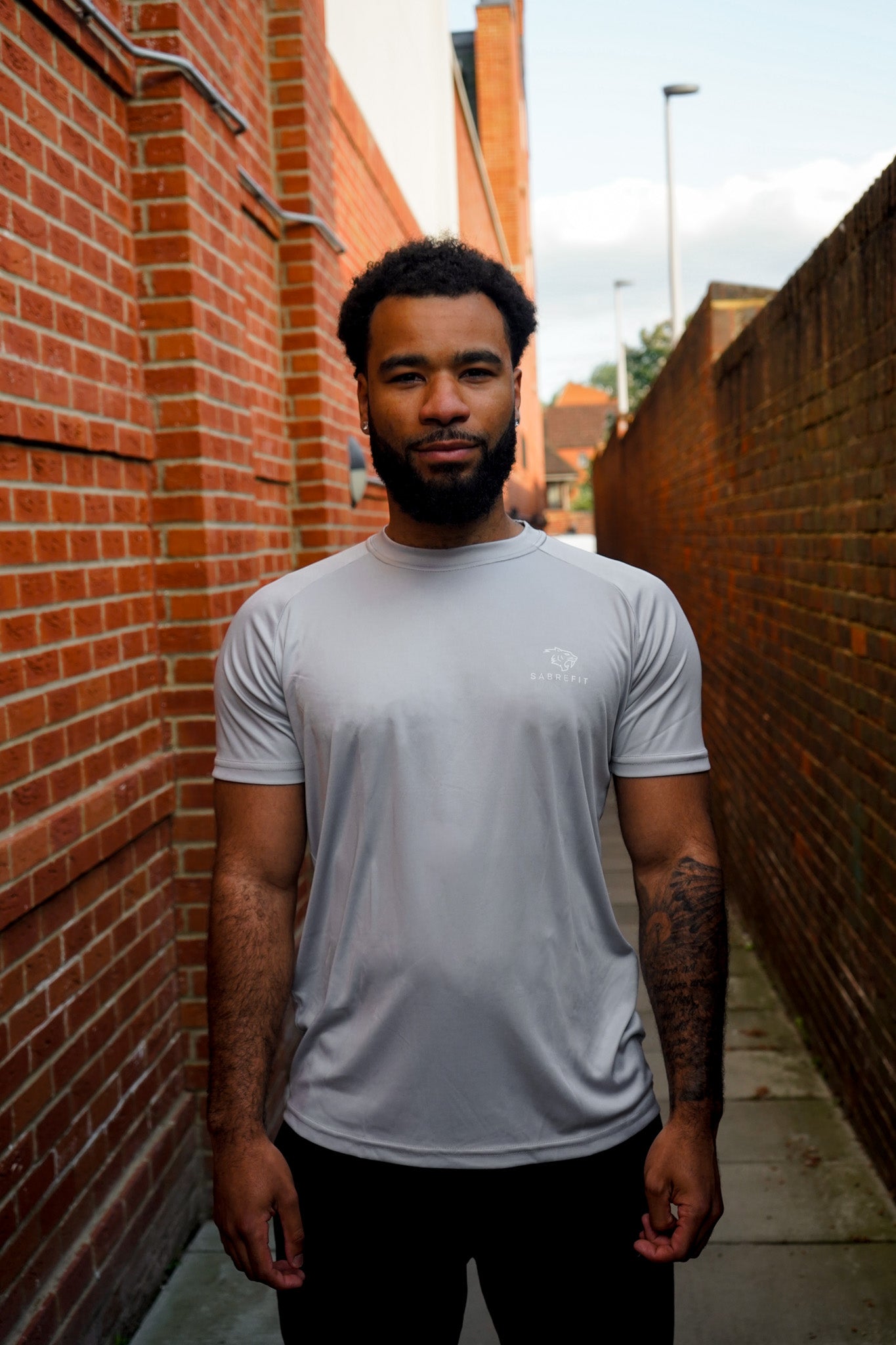 Light Grey Slim Fit Short Sleeve Training Top by SabreFIT – Engineered for Comfort and Performance
